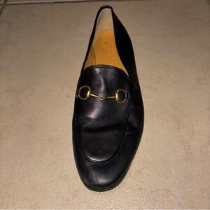 GUCCI ‼️ONE LEFT SHOE‼️ Black Leather Loafer Gold Horsebit